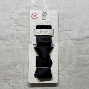 Wonder Nation Boys' Black Zip Tie & Pocket Square 2-Piece Formal Set NWT